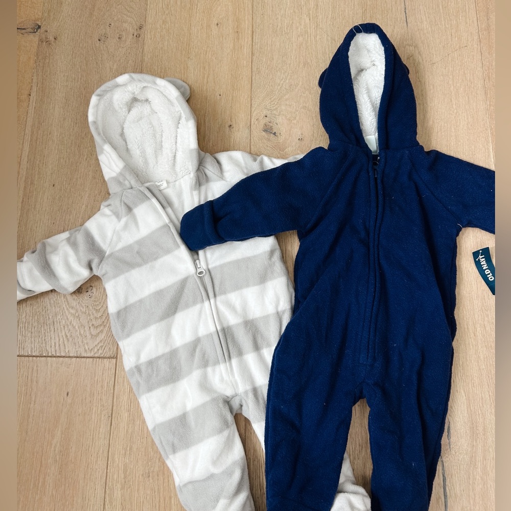 Pair of cozy winter footed onesie